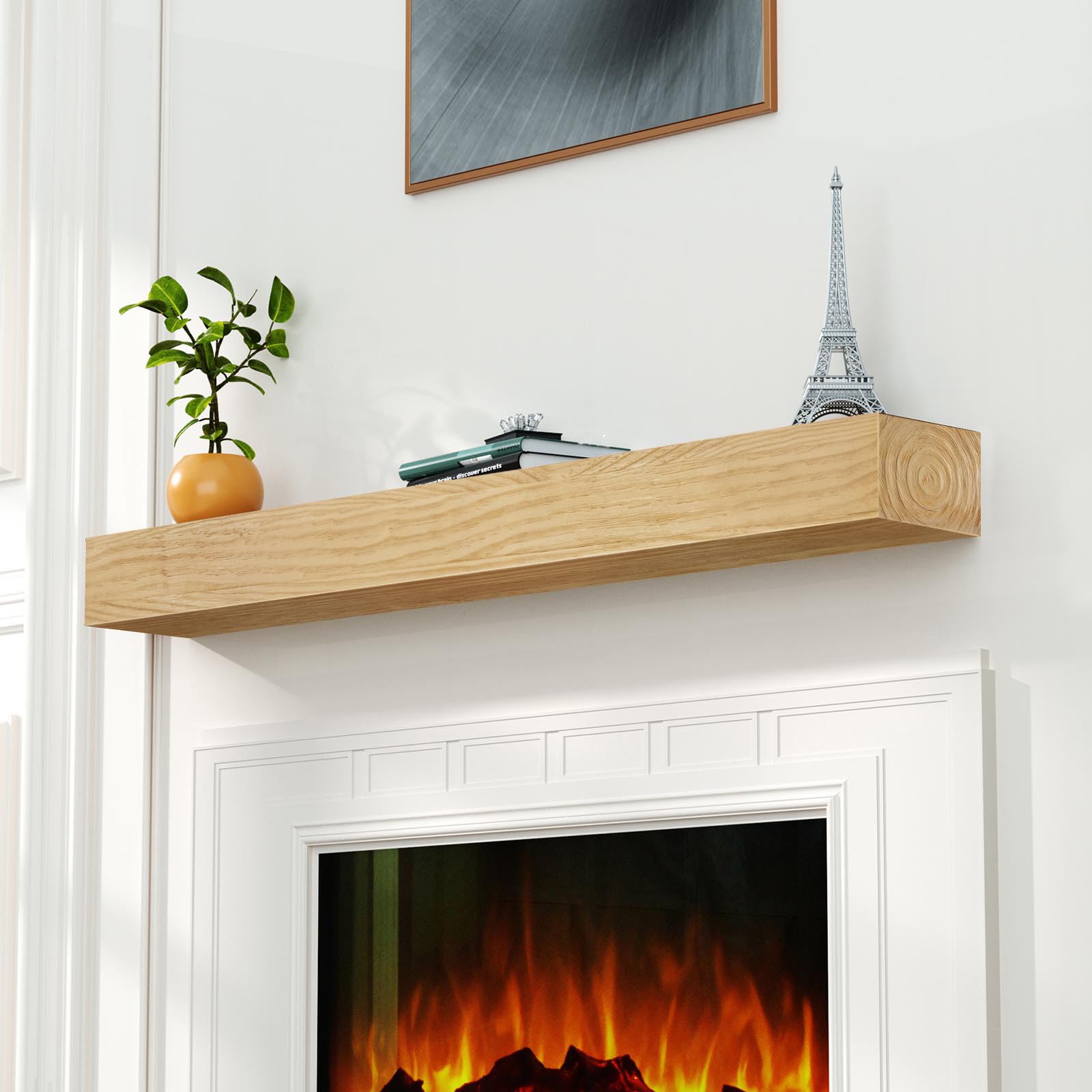 Amazon.com: LOVMOR Floating Fireplace Mantel-60in Wood Mantels for